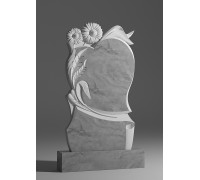 Памятник "Ромашки и сердце" из мрамора 120 см